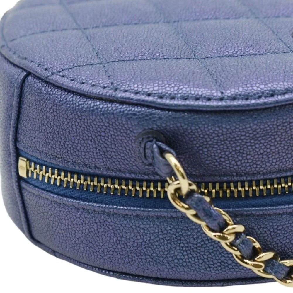 CHANEL  Round Clutch with Chain Mini Quilted Iridescent Caviar Leather Crossbody - Picture 6 of 15
